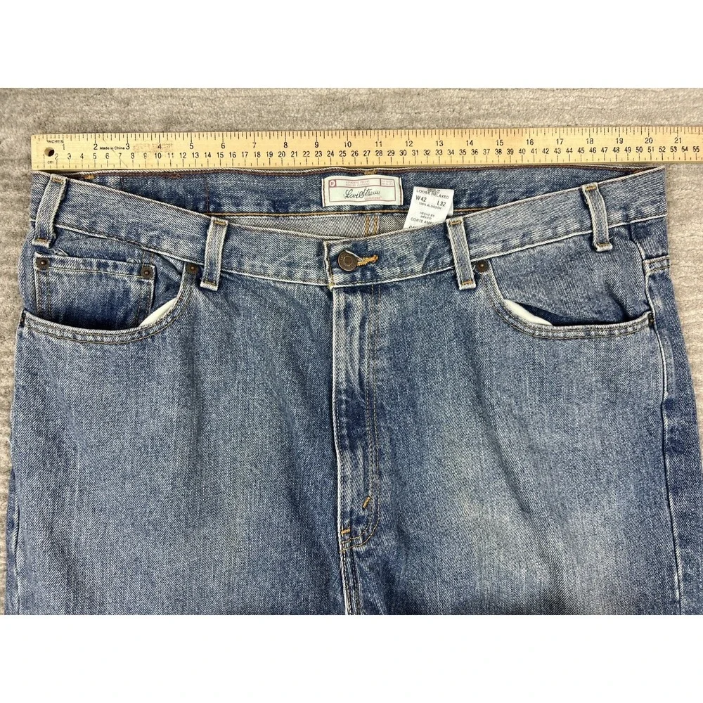 Levi Strauss‎ Mens Jeans 42x32 Blue Denim Signature Relaxed Fit Casual